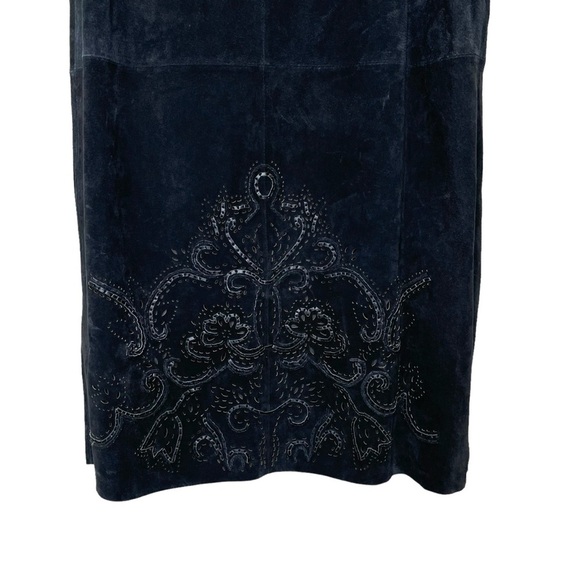 NWT Pamela McCoy Genuine Leather Western Boho Midi Skirt Black Large - Picture 5 of 15